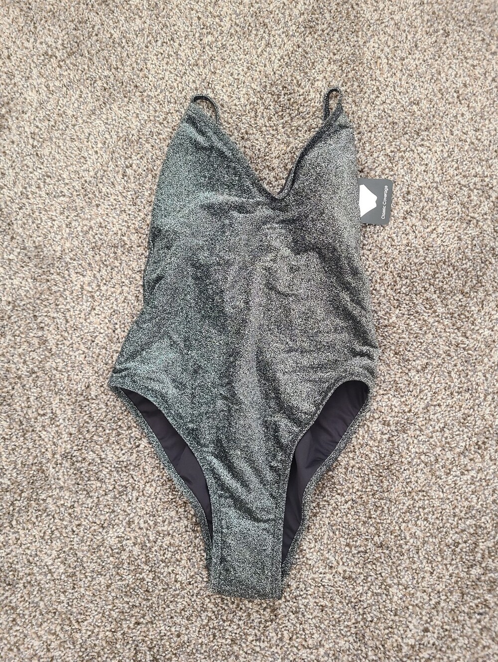 Love & Sports Metallic One Piece Swimsuit Size Small